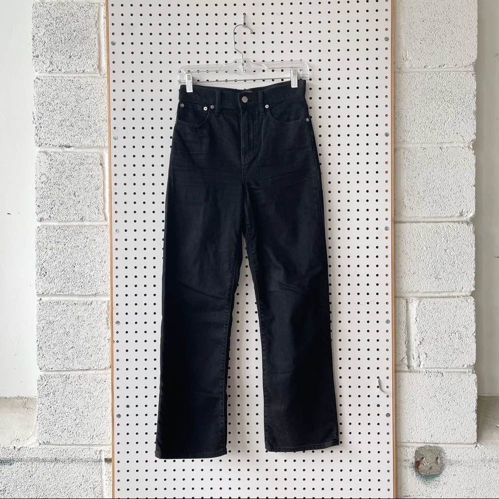 madewell slim wide leg tall black jeans